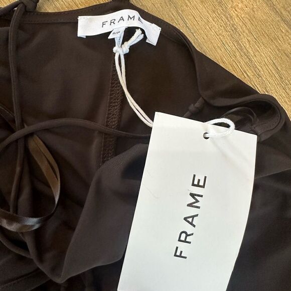 FRAME Delicate Knot Crepe Midi Dress Small - Picture 9 of 11